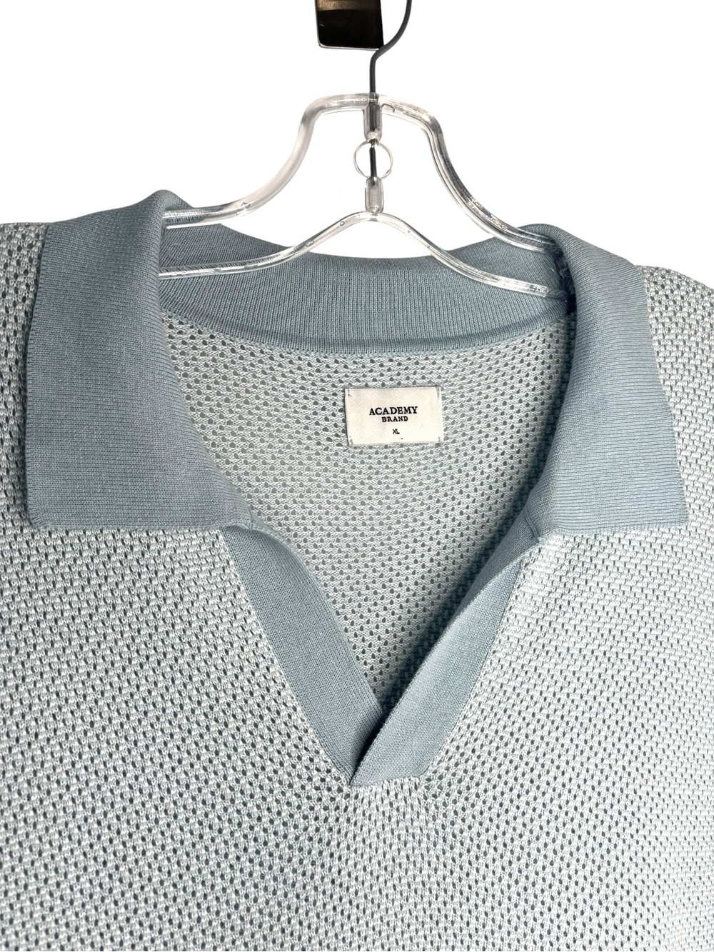 Pyne Knit Polo Shirt ,open neck- Light Blue silky Cotton, XL NWT - Picture 5 of 10